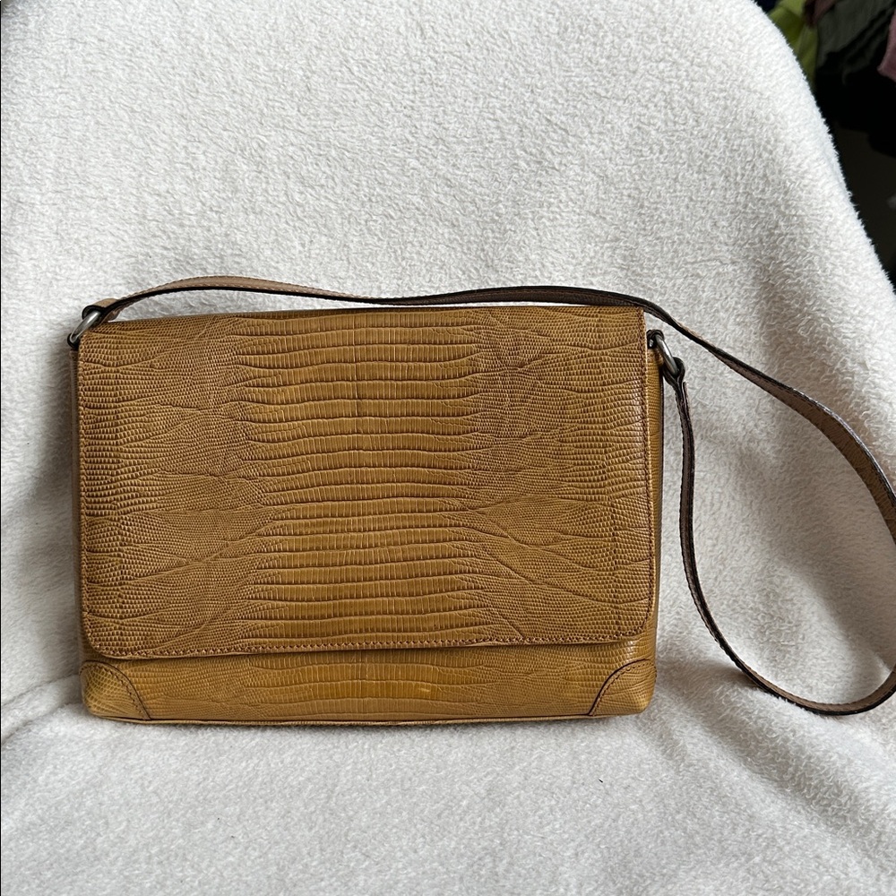 Talbots Tan Crocodile-Embossed shoulder Bag